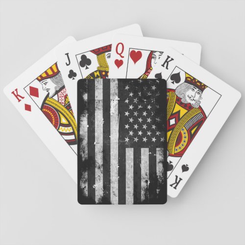 Black and White Grunge American Flag Poker Cards