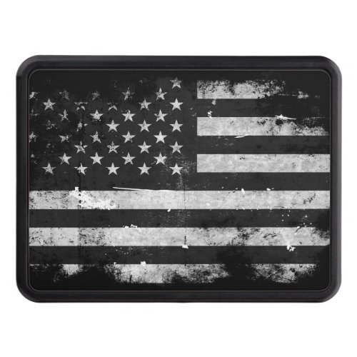 Black and White Grunge American Flag Trailer Hitch Cover