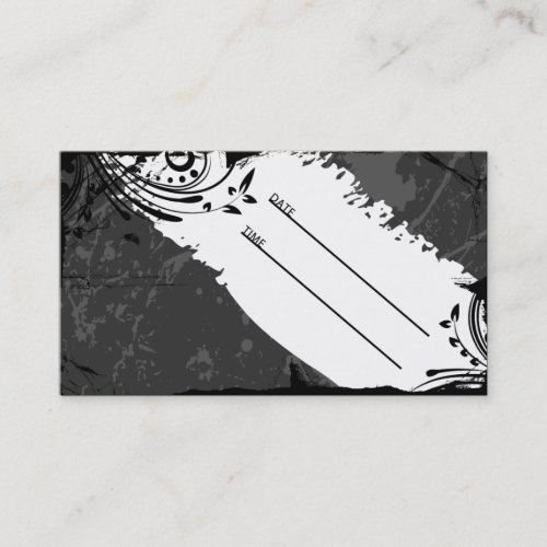 black and white grunge appointment card