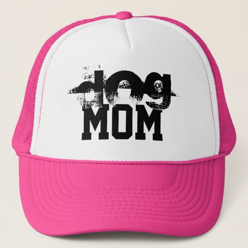 black and white grunge DOG MOM lettering  Trucker Hat