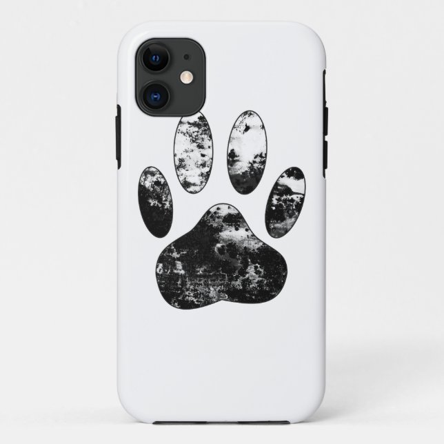 Black and White Grunge Dog Paw Print Case-Mate iPhone Case (Back)