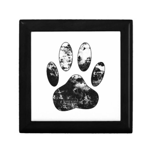 Black and White Grunge Dog Paw Print Jewelry Box