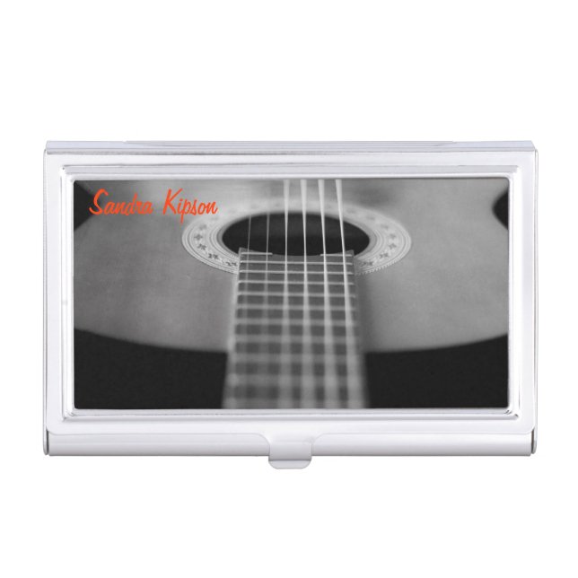 Black and White Guitar Business Card Holder (Front)