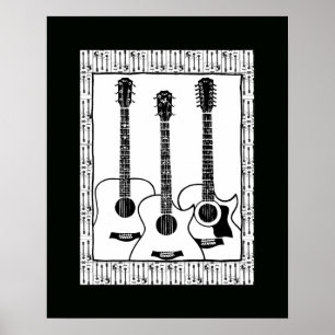 black and white guitar decor
