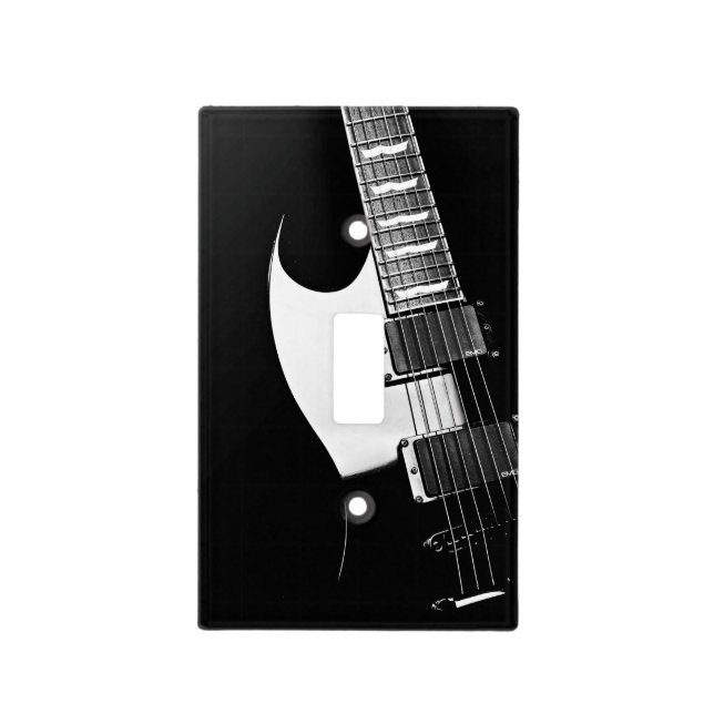 Black and White Guitar Music Lightswitch Cover (Front)