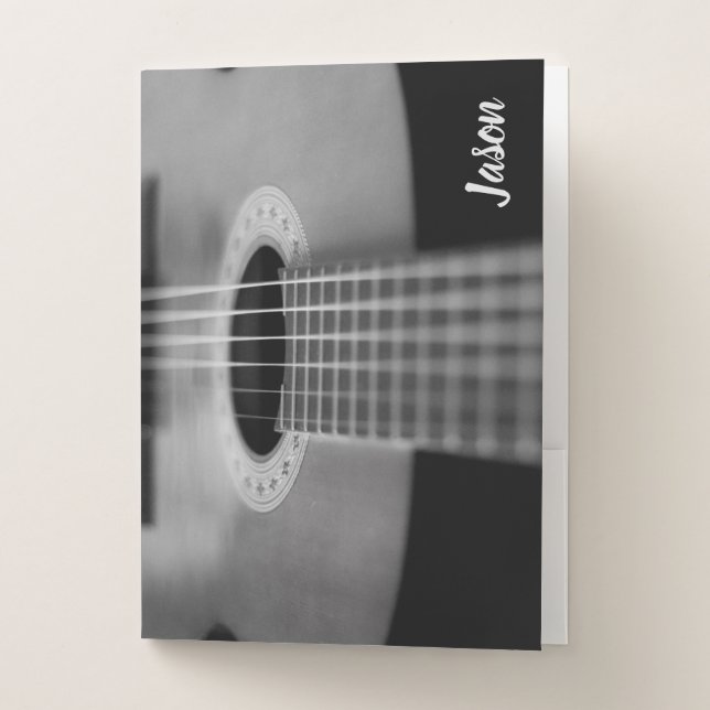 Black and White Guitar Photograph Folder (Front)