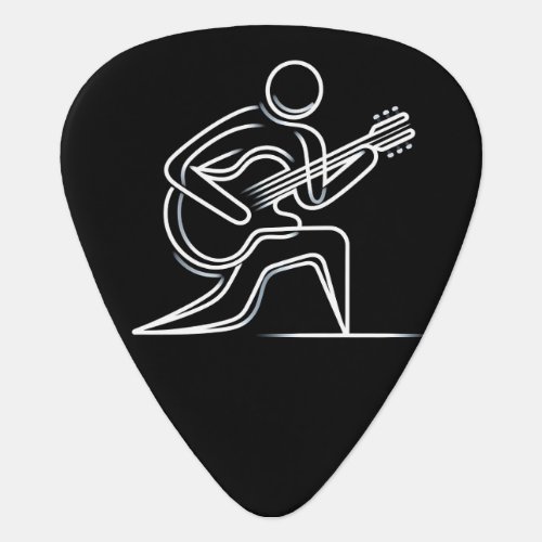 Black and White Guitar Player Stick Figure  Guitar Pick