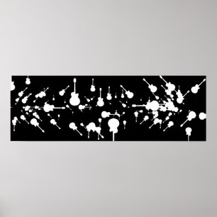 black and white guitar rock poster