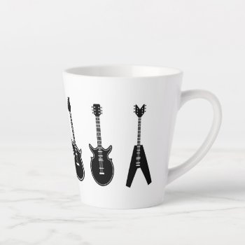 Black And White Guitars Latte Mug by BarbeeAnne at Zazzle