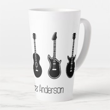 Black And White Guitars Personalize Latte Mug by BarbeeAnne at Zazzle
