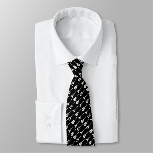 Black and White Guitars Two Tie