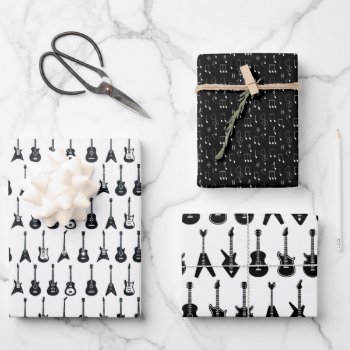 Black And White Guitars Wrapping Paper Sheets by BarbeeAnne at Zazzle