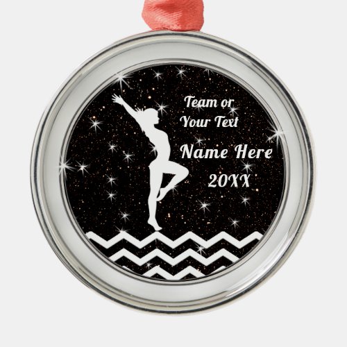 Black and White Gymnastics Gifts Personalized Metal Ornament