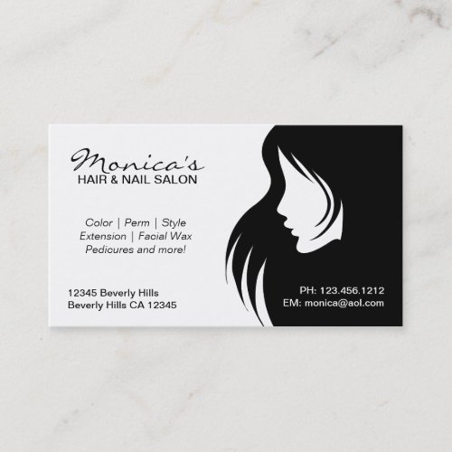 Black and White  Hair Salon with Appointment Date Business Card Template