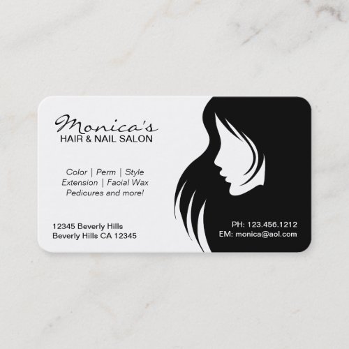 Black and White  Hair Salon with Appointment Date Business Card Template