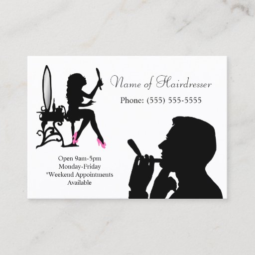 Customizable Black and White Hairdresser For Men and Women Business Card