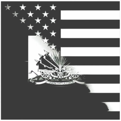 Black And White Haitian American Flag  Haiti USA Sticker