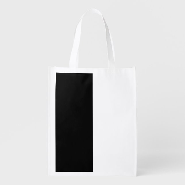 Black And White Half and Half graphic Reusable Grocery Bag (Front)
