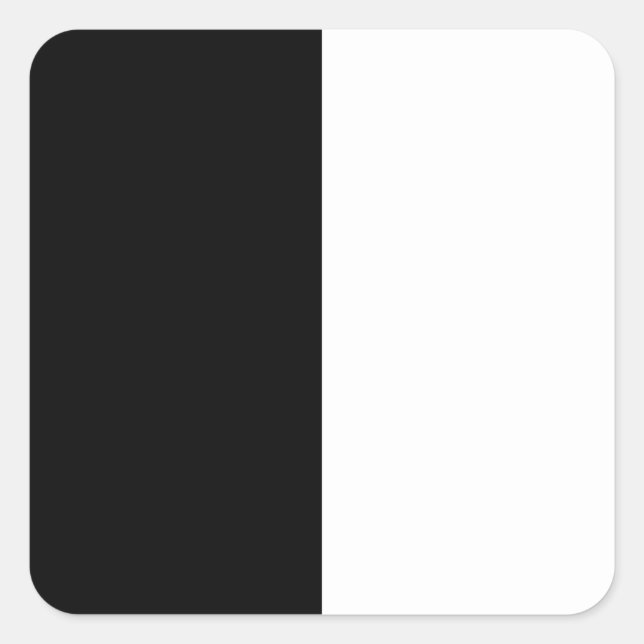 Black And White Half and Half graphic Square Sticker (Front)
