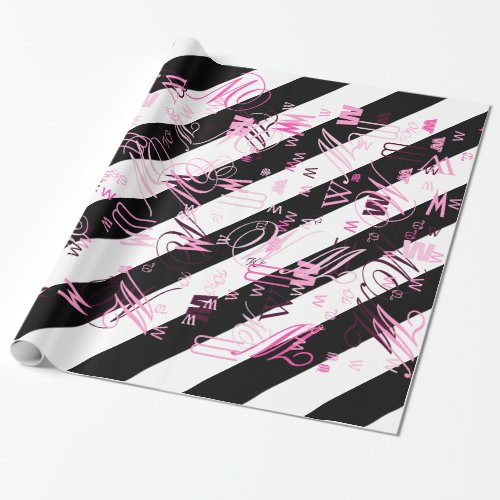 Black And White Half and Half graphic Wrapping Paper