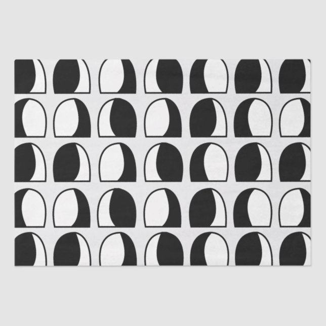 Black and White Half Circle Geometric  Tissue Paper (Front)