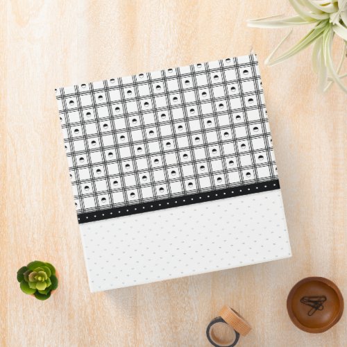 Black and White Half Circle Plaid Pattern 3 Ring Binder