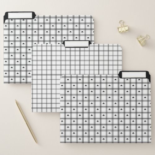 Black and White Half Circle Plaid Pattern File Folder