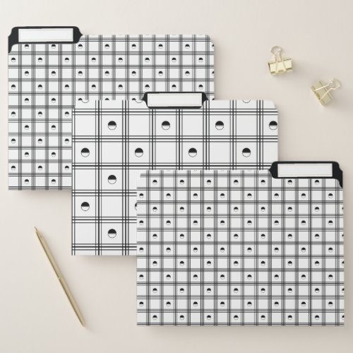 Black and White Half Circle Plaid Pattern File Folder