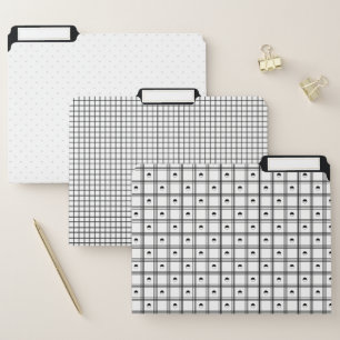 Black and White Half Circle Plaid Pattern File Folder