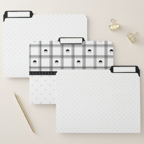 Black and White Half Circle Plaid Pattern File Folder