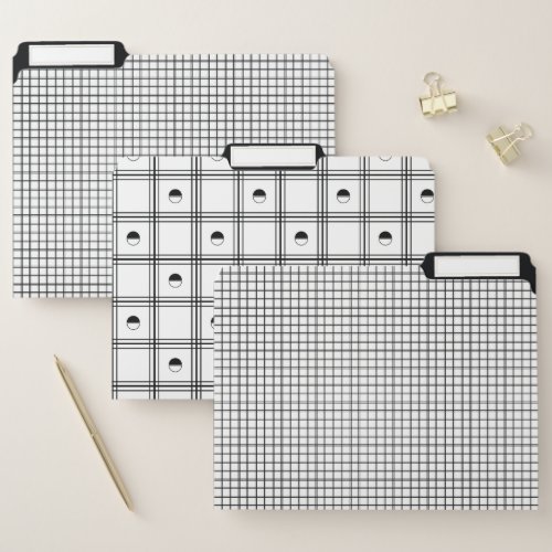 Black and White Half Circle Plaid Pattern File Folder