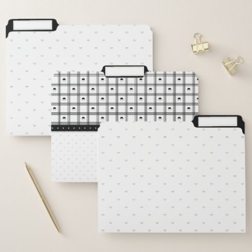 Black and White Half Circle Plaid Pattern File Folder