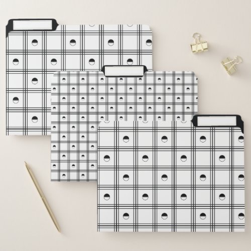 Black and White Half Circle Plaid Pattern File Folder