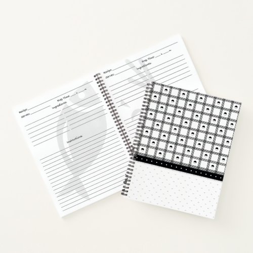 Black and White Half Circle Plaid Pattern Notebook