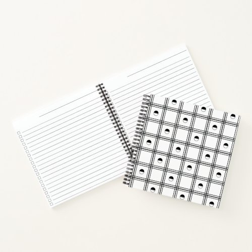 Black and White Half Circle Plaid Pattern Notebook
