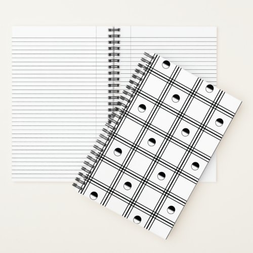 Black and White Half Circle Plaid Pattern Notebook