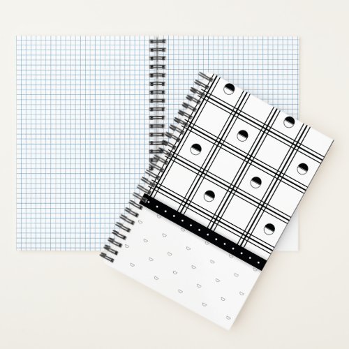 Black and White Half Circle Plaid Pattern Notebook