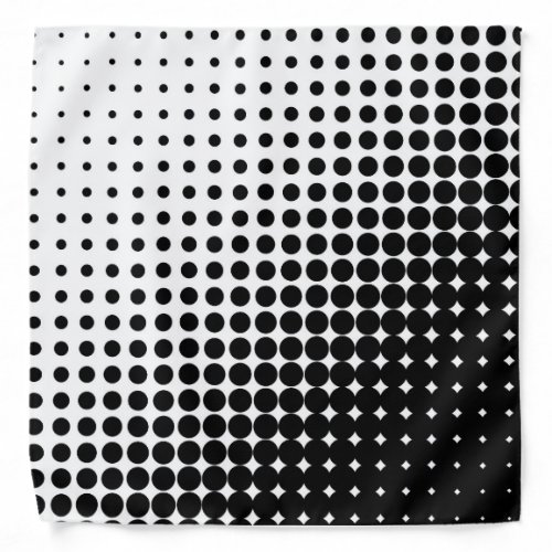 Black and White Halftone Dots Circles Pattern Bandana