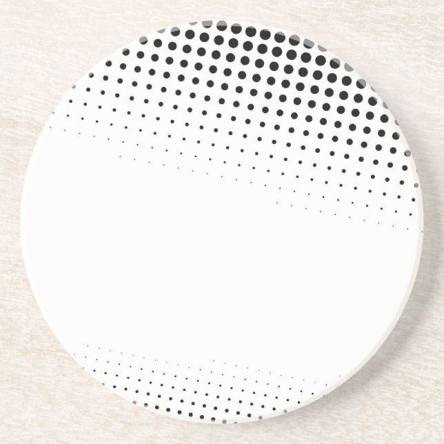 Black and White Halftone Dots Textured Sandstone Coaster (Front)