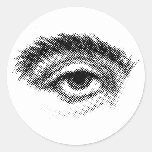 Black and White Halftone Eye Classic Round Sticker