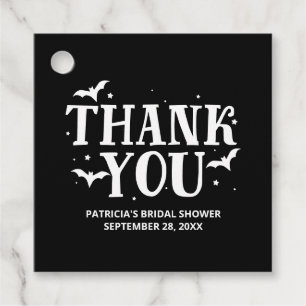 Black And White Halloween Bridal Shower Thank You Favor Tags