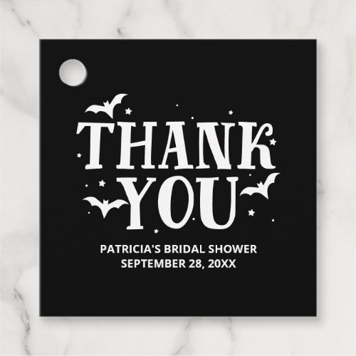 Black And White Halloween Bridal Shower Thank You Favor Tags