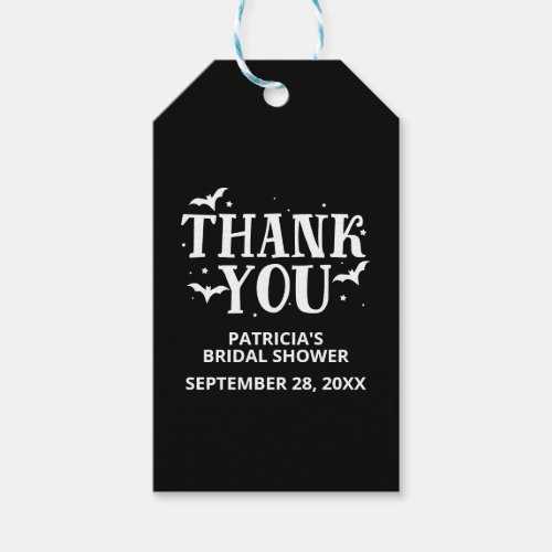 Black And White Halloween Bridal Shower Thank You  Gift Tags