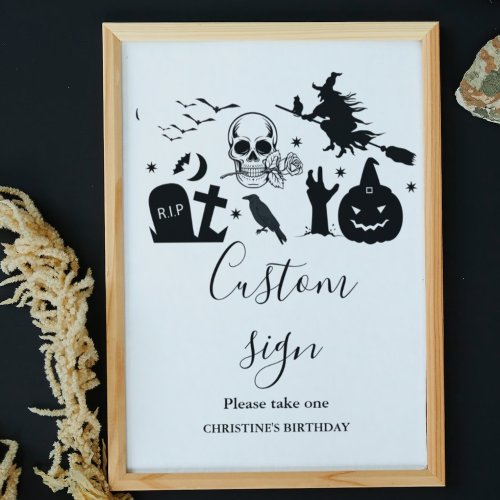 Black and white Halloween custom sign  table Sign