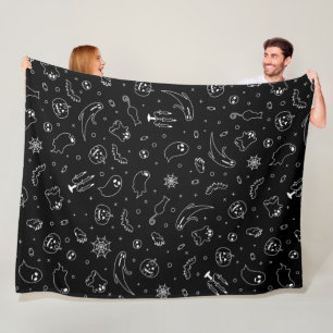Black and white Halloween Fleece Blanket