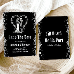 Black and White Halloween Gothic Save The Date Invitation