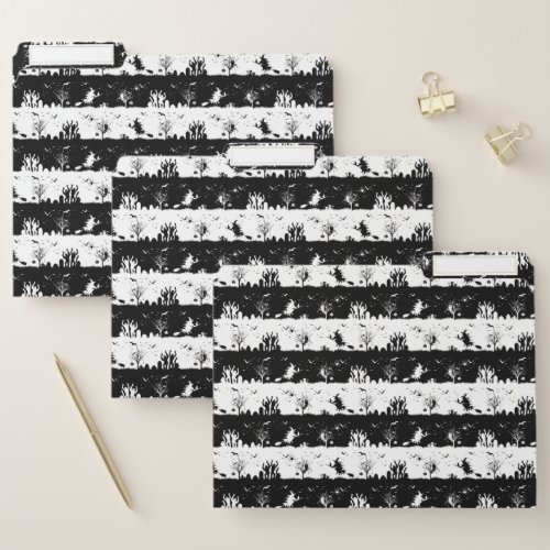 Black and White Halloween Nightmare Stripes File Folder