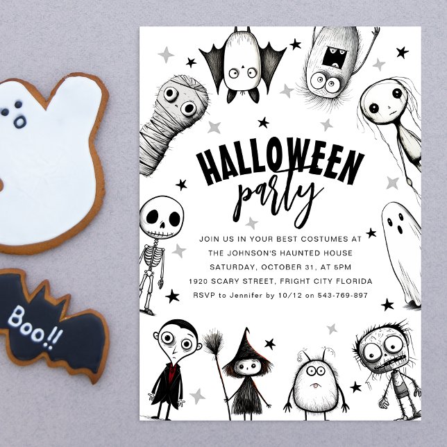 Black And White Halloween Party Invitation (Creator Uploaded)