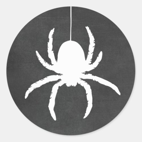 Black and White Halloween Spider Scary Chalkboard Classic Round Sticker