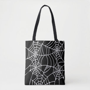 Black and white Halloween Spider Web Goth Tote Bag